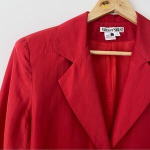 WinterSilks Silk Red Blazer with Notched Collar and Relaxed Fit